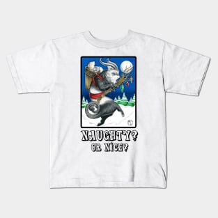 Ferret Krampus - Naughty or Nice? - Black Outlined Version Kids T-Shirt